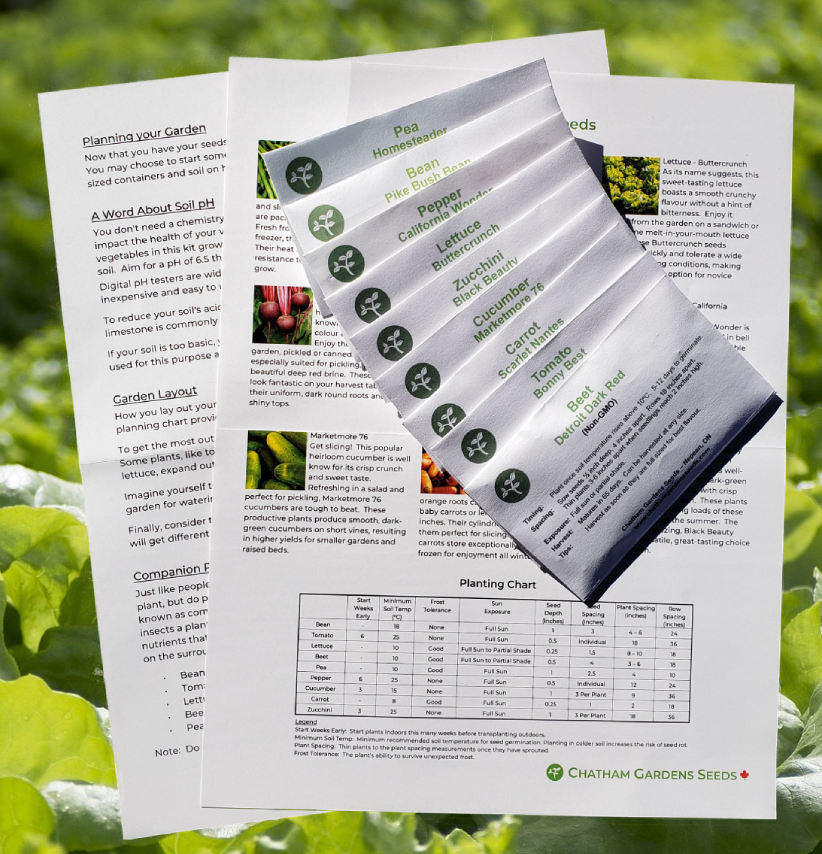 The Stress-Free Vegetable Seed Kit for Canadian Gardeners instruction sheet.