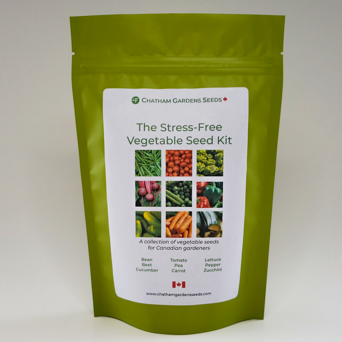 The Stress-Free Vegetable Seed Kit for Canadian Gardeners. Package image.
